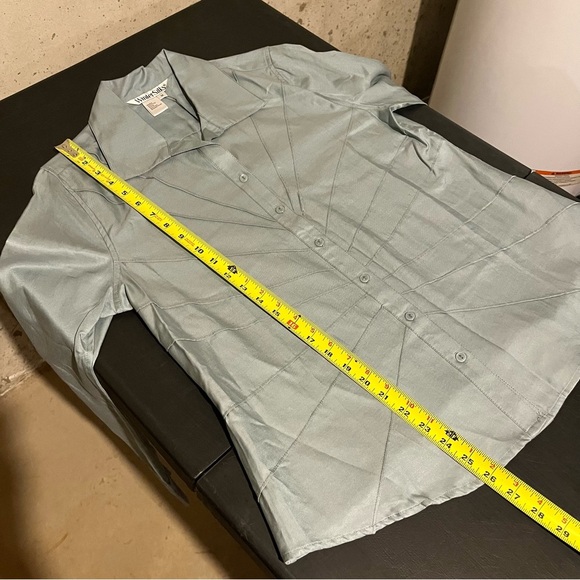 WinterSilks NWT Women’s Blouse Medium Blue Silk Blend Starburst Seam Work Wear - Picture 9 of 9